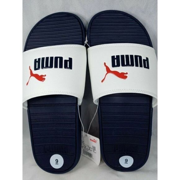 Puma Cool Cat Men\'s Slides Size‎ US 9 White-High Risk Red-Peacoat 371023 15 New main image 8